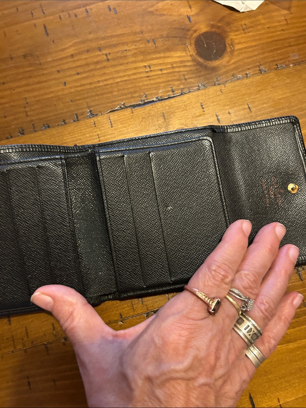 Louis Vuitton Black Epi Leather Compact Wallet with LV Motif - Picture 12 of 12